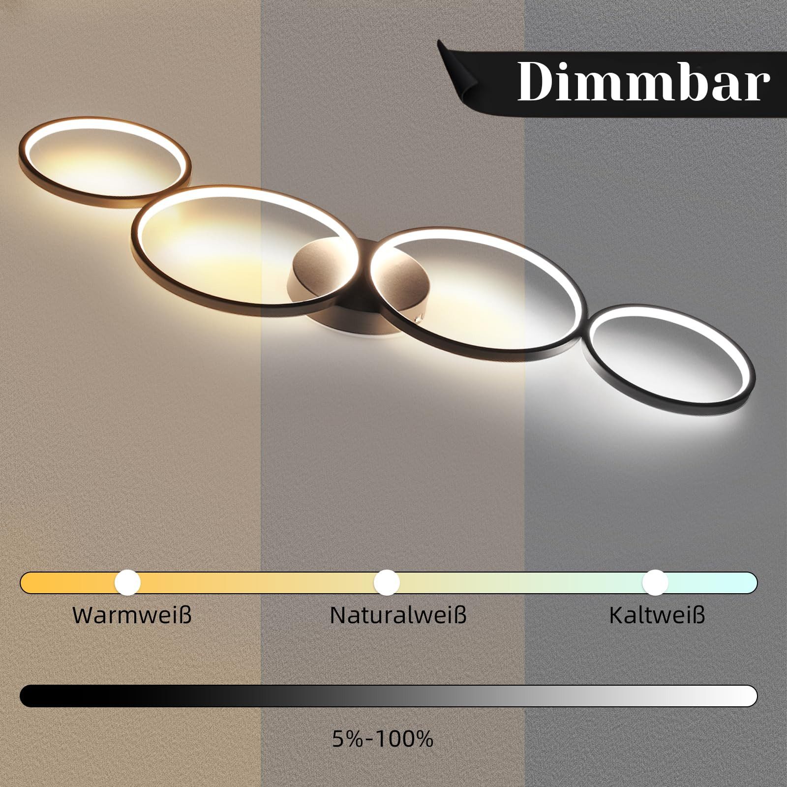 Nettlife LED Deckenleuchte Schwarz 4 Flammig günstig online kaufen
