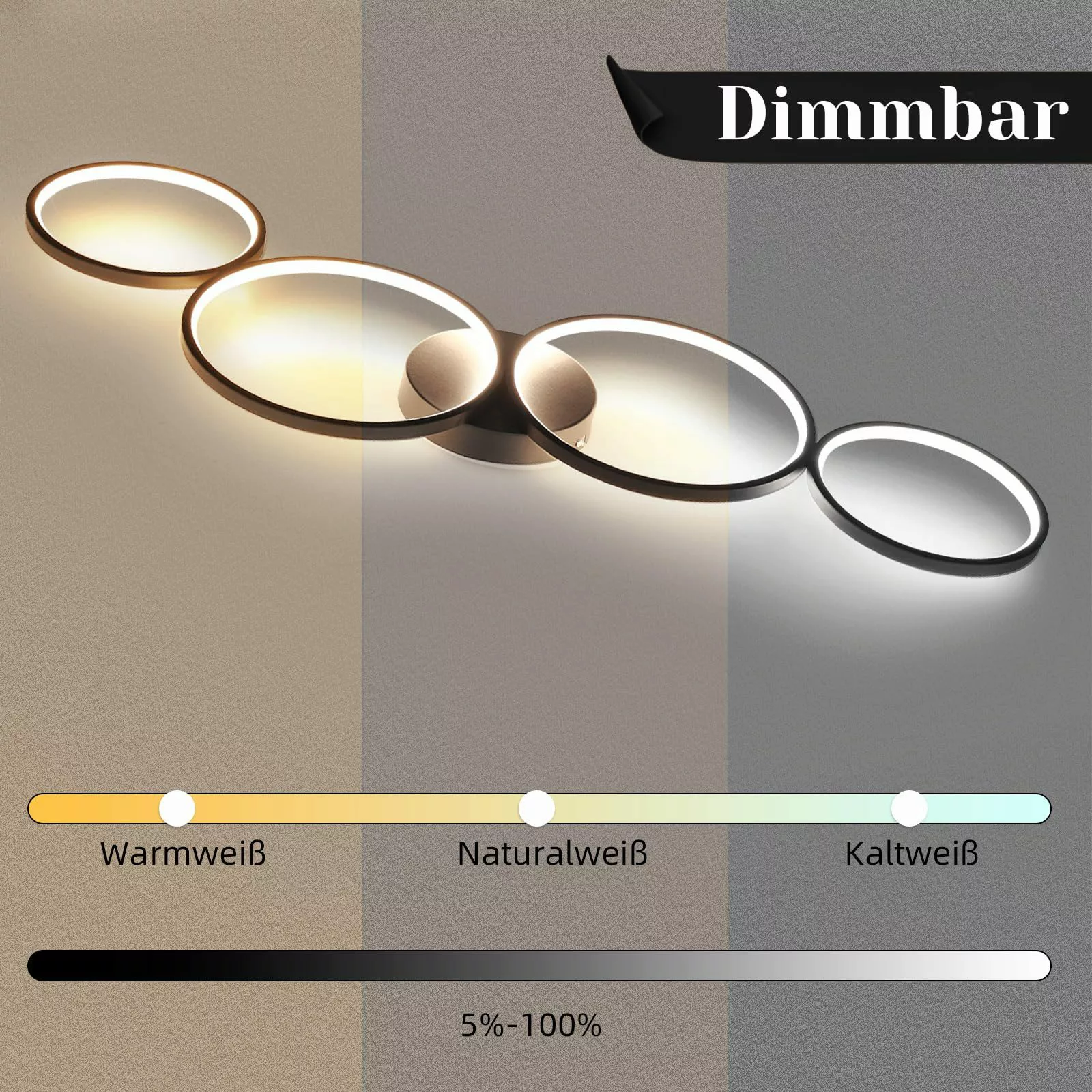 Nettlife LED Deckenleuchte Schwarz 4 Flammig günstig online kaufen