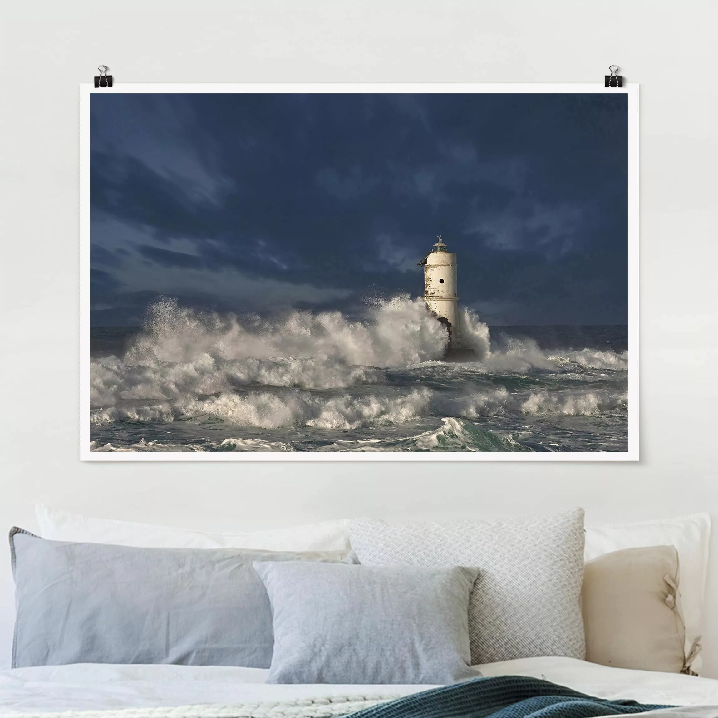 Poster Strand - Querformat Leuchtturm auf Sardinien günstig online kaufen