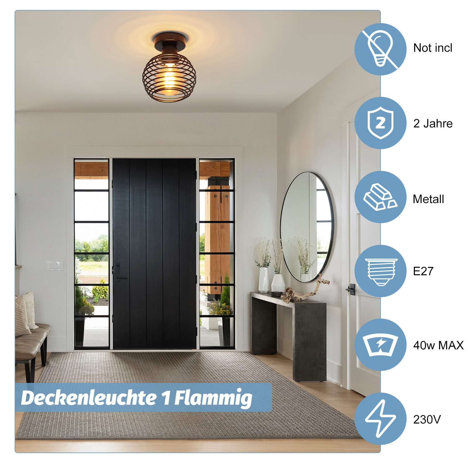 Nettlife LED Wandleuchte Innen Schwarz Wandlampe günstig online kaufen
