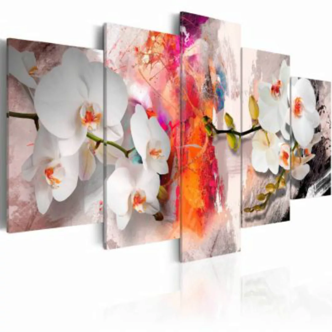 artgeist Wandbild Colorful background and orchids mehrfarbig Gr. 200 x 100 günstig online kaufen