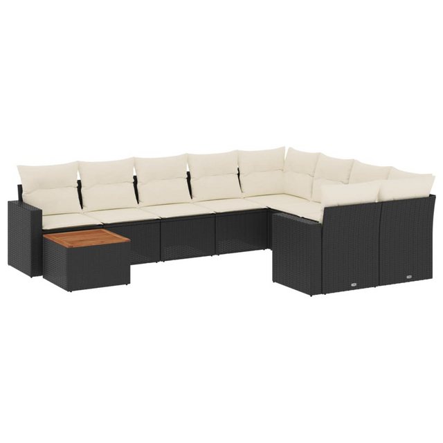 vidaXL Sofaelement 10-tlg. Garten-Sofagarnitur mit Kissen Schwarz Poly Ratt günstig online kaufen