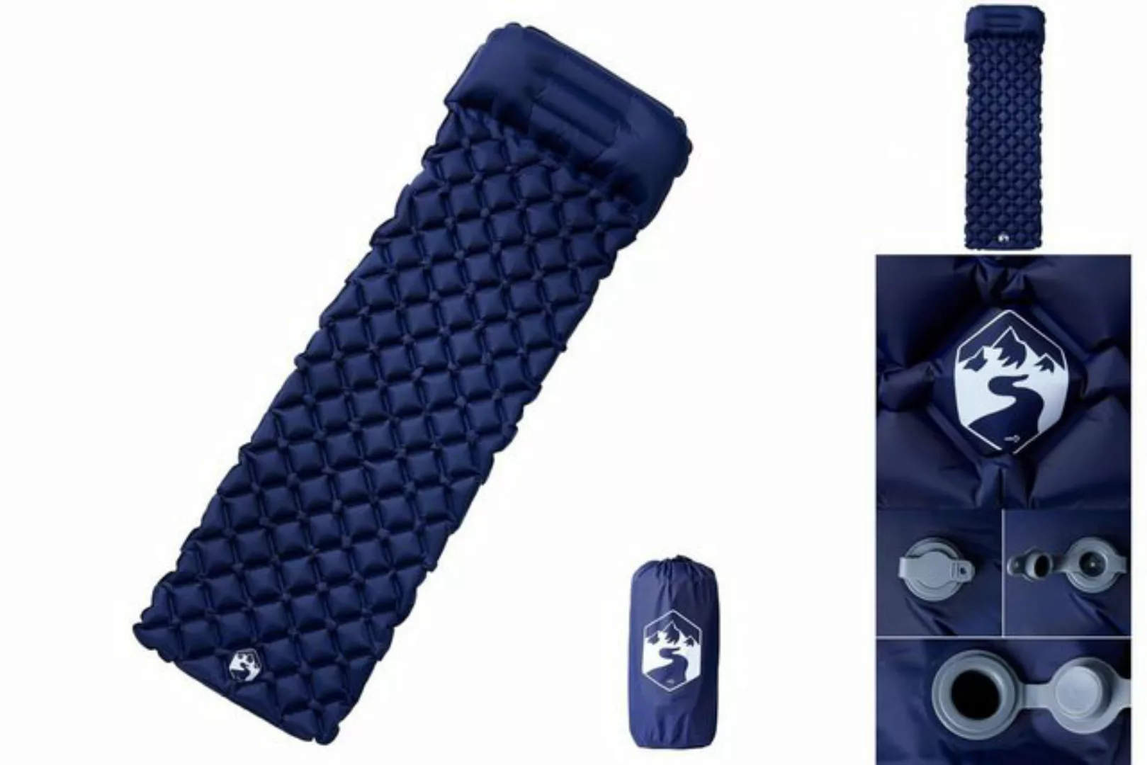 vidaXL Luftbett Isomatte mit Integriertem Kissen Aufblasbar Marineblau günstig online kaufen