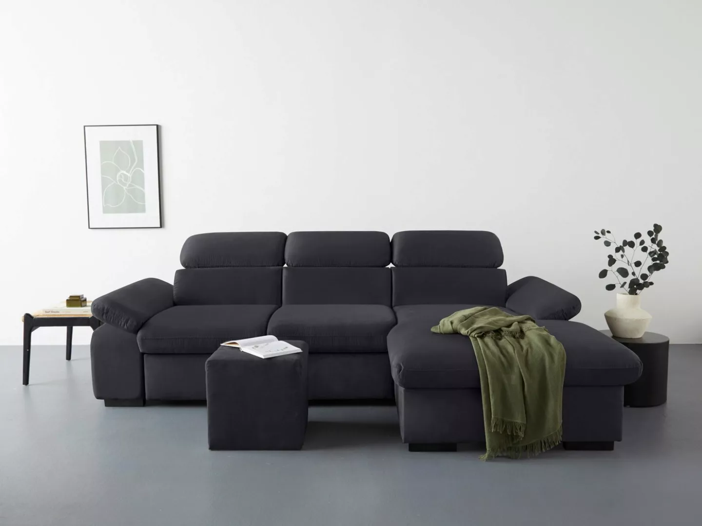 COTTA Ecksofa "Lola", (Set, mit Hocker), mit Hocker & Kopfteilfunktion, wah günstig online kaufen