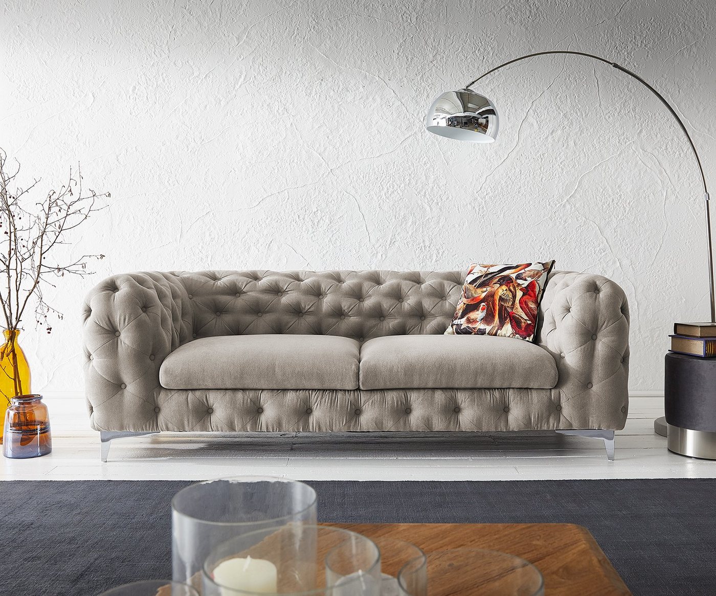 DELIFE 3-Sitzer Corleone, Beige 225x97 cm 3-Sitzer Couch günstig online kaufen
