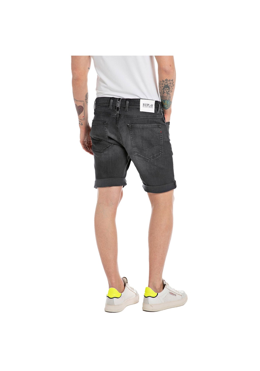 Replay Herren Short RBJ.981 SHORT - Tapered Fit - Blau Schwarz Beige günstig online kaufen