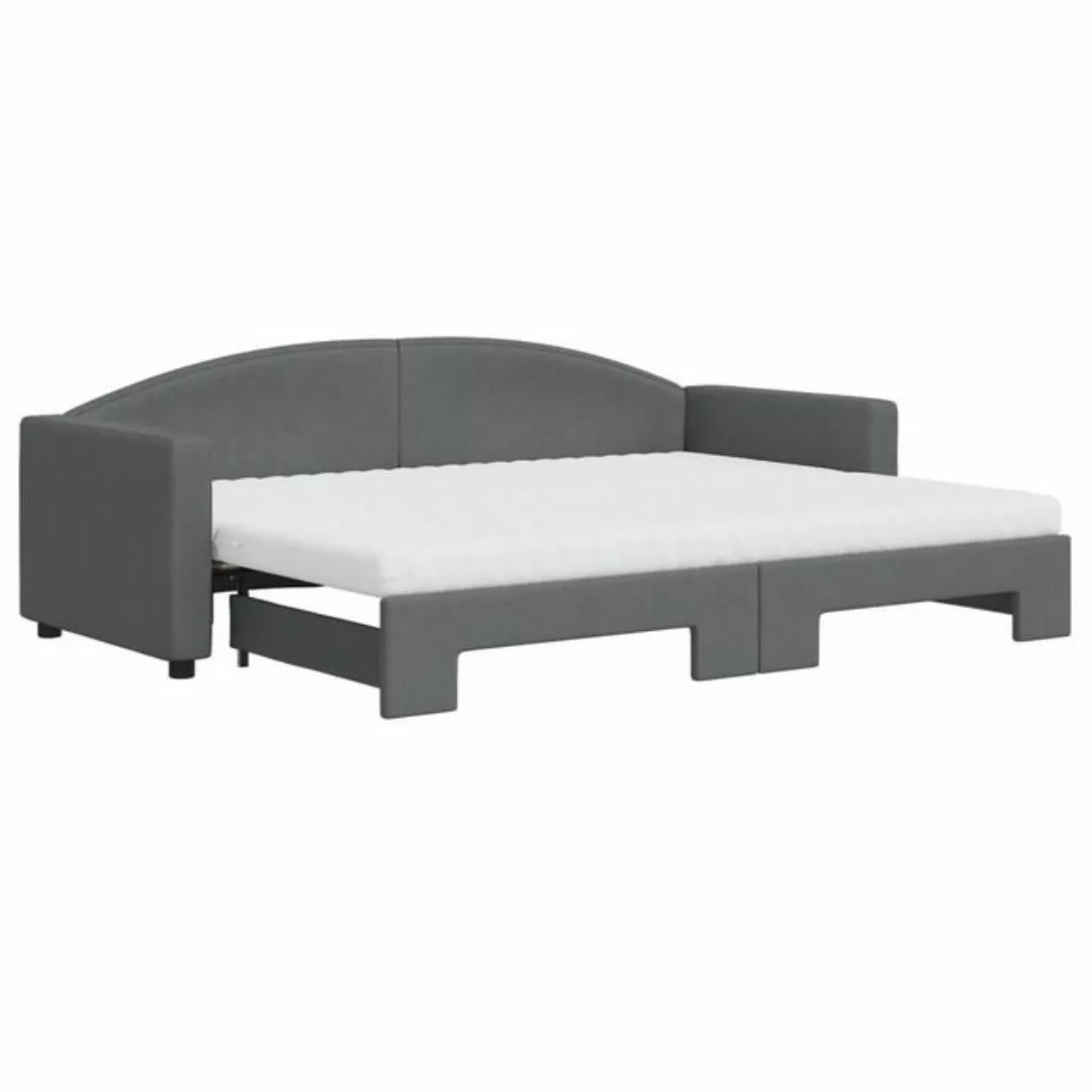 vidaXL Bett Tagesbett Ausziehbar mit Matratzen Dunkelgrau 80x200 cm Stoff günstig online kaufen