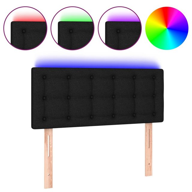 vidaXL Bett, LED Kopfteil Schwarz 90x5x78/88 cm Stoff günstig online kaufen