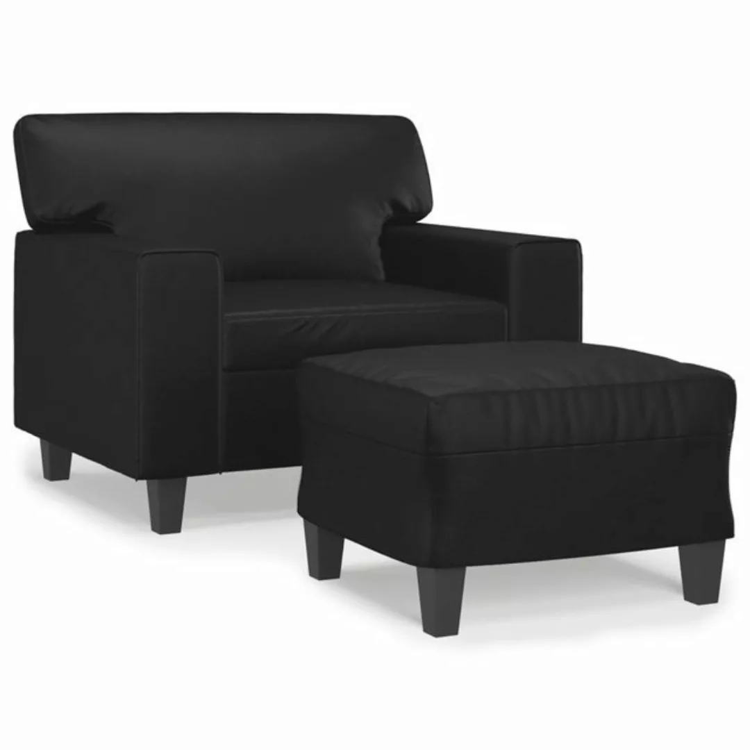 vidaXL Sofa Sessel mit Hocker Schwarz 60 cm Kunstleder günstig online kaufen