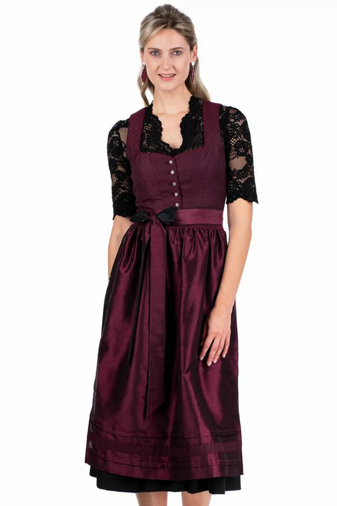 Spieth & Wensky Dirndl Dirndl lang 2tlg. - ELINA - dunkelrot günstig online kaufen