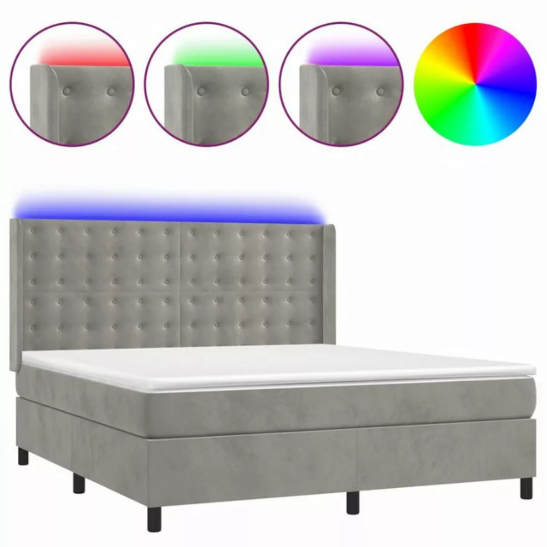 vidaXL Boxspringbett Boxspringbett mit Matratze und LED Samt (160 x 200 cm, günstig online kaufen