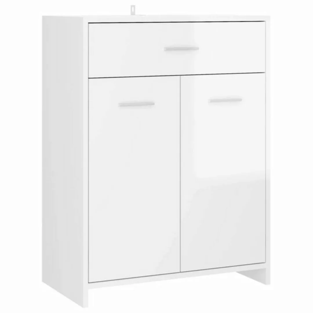 DOTMALL Seitenschrank Badezimmerschrank Hochglanz-Weiß 60x33x80 cm Holzwerk günstig online kaufen