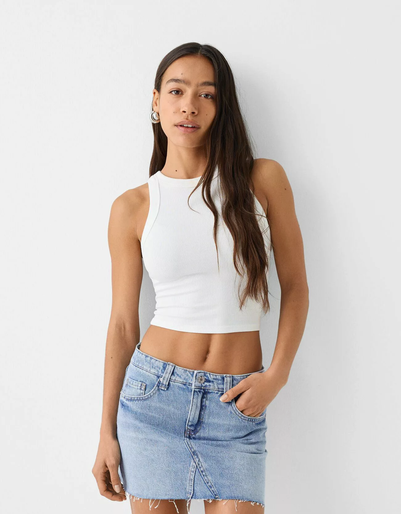 Bershka Mini-Jeansrock Damen 40 Ausgewaschenes Blau günstig online kaufen