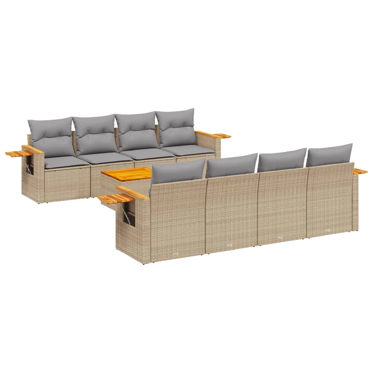 vidaXL 9-Tlg Garten-Sofagarnitur mit Kissen Beige Poly Rattan 3226661 günstig online kaufen