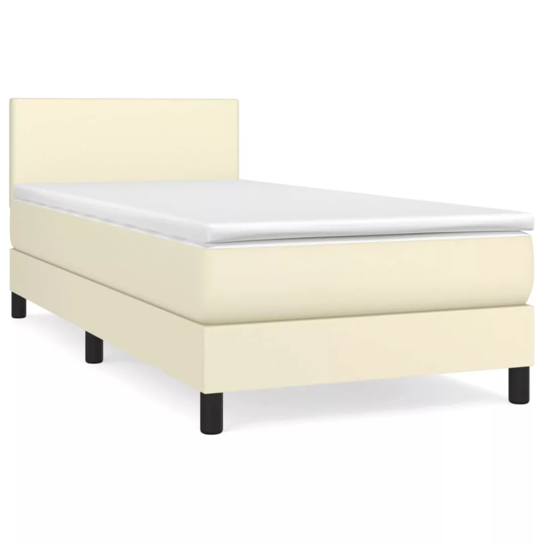 Vidaxl Boxspringbett Mit Matratze Creme 80x200 Cm Kunstleder günstig online kaufen