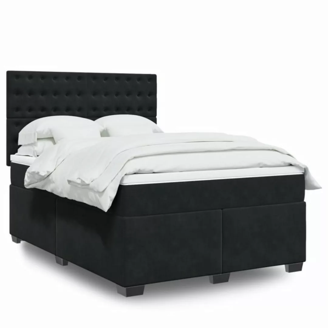 vidaXL Boxspringbett mit Matratze Schwarz 140x200 cm Samt2099671 günstig online kaufen