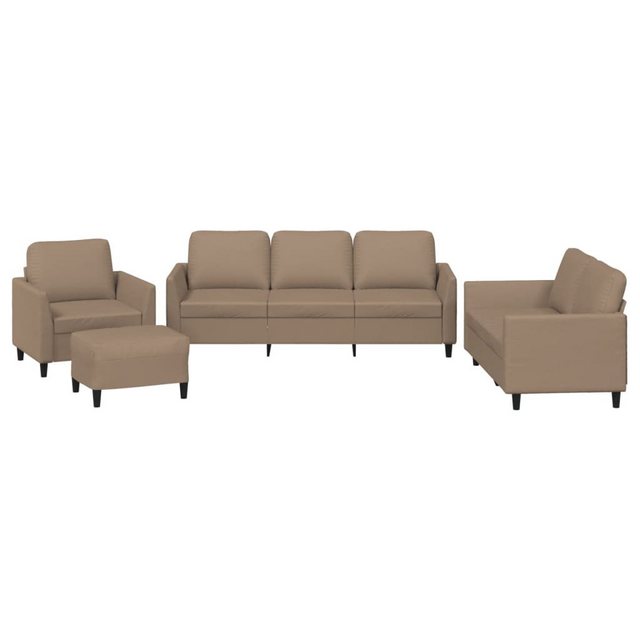 vidaXL Sofa 4-tlg. Sofagarnitur mit Kissen Cappuccino-Braun Kunstleder günstig online kaufen