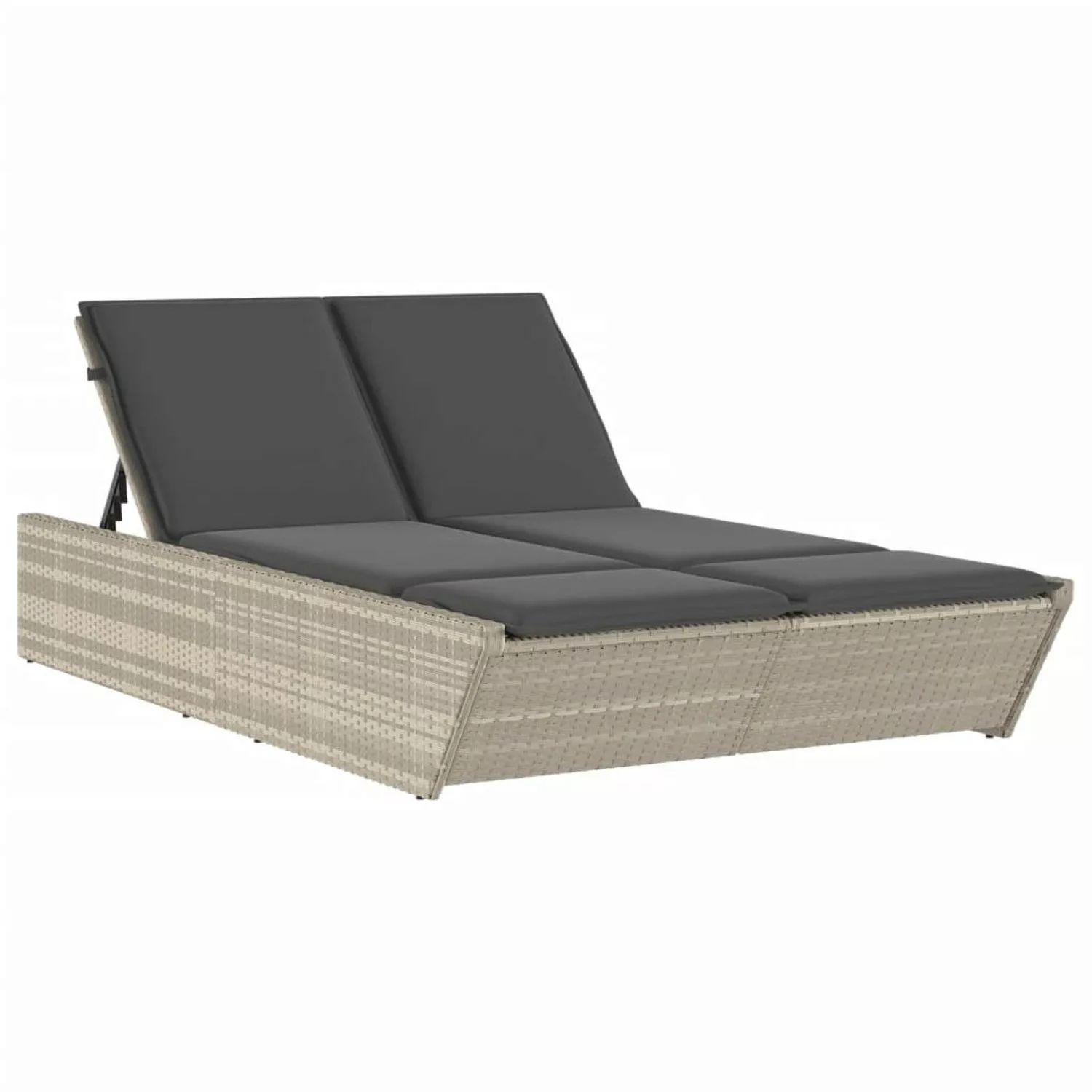 VidaXL Doppel-Sonnenliege mit Kissen Hellgrau Poly Rattan 118 x 200 x 50,5/ günstig online kaufen