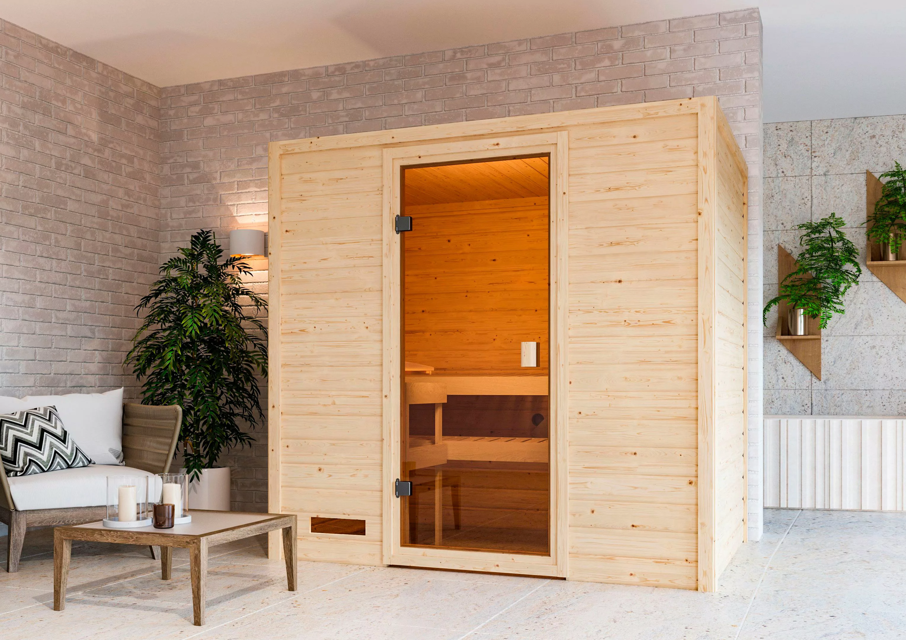 welltime Sauna »Sunie«, 3,6-kW-Plug & Play Ofen mit int. Steuerung günstig online kaufen