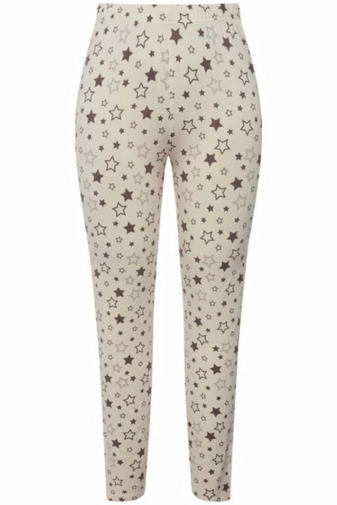 Ulla Popken Lederimitathose Loungewear-Leggings Sterne Elastikbund günstig online kaufen