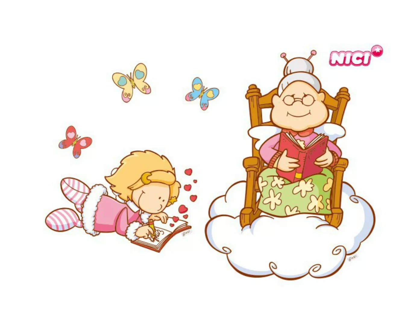 Wandtattoo Kinderzimmer NICI - Little Wingels Nana & Emily günstig online kaufen