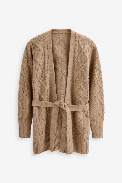 Next Strickjacke Strickjacke mit Zopfmuster und Gürtel, Kurzgröße (1-tlg) günstig online kaufen