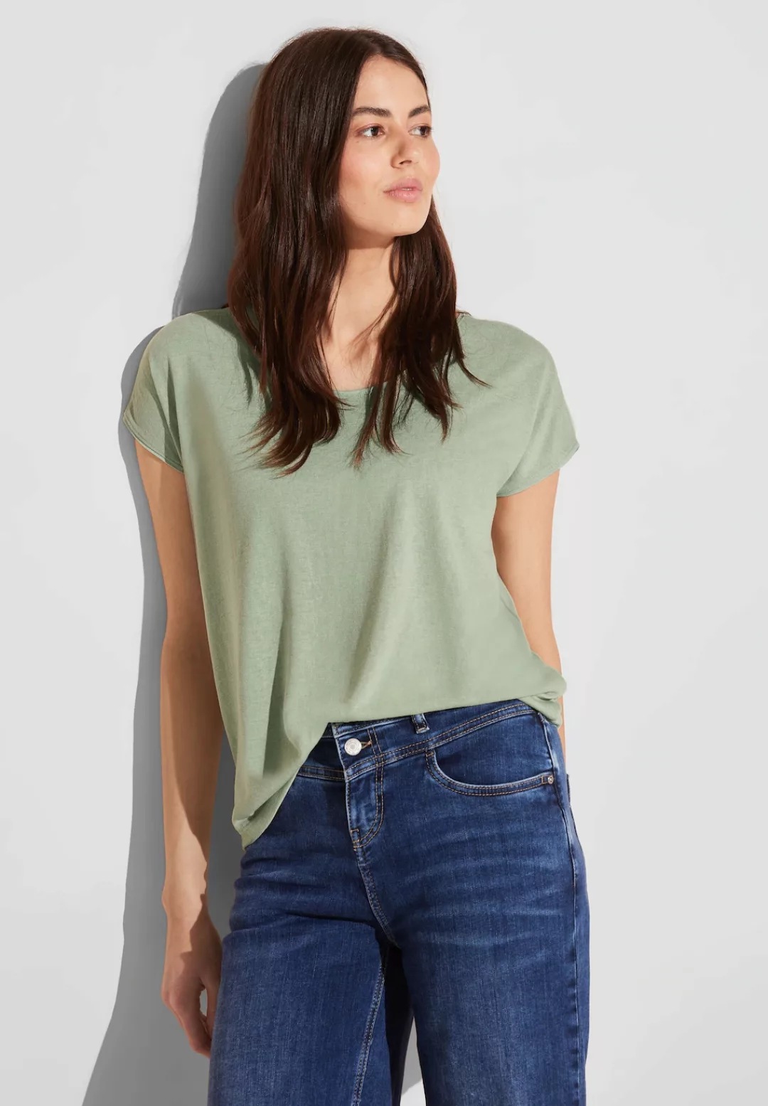 STREET ONE T-Shirt LTD QR linen look shirt w.wove günstig online kaufen
