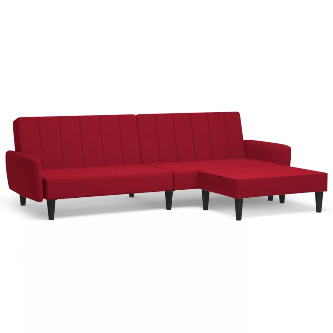 Vidaxl Schlafsofa 2-sitzer Mit Hocker Weinrot Samt günstig online kaufen