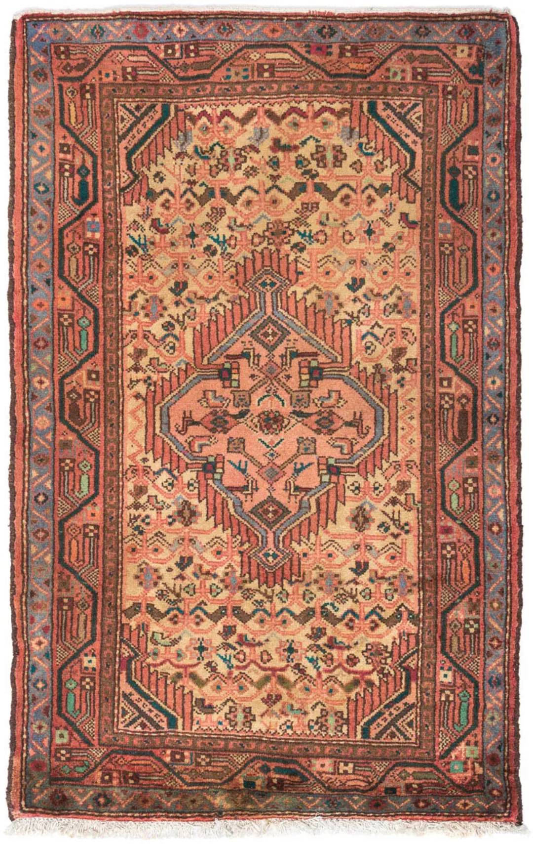 morgenland Wollteppich »Hosseinabad Medaillon Rosso chiaro 135 x 80 cm«, re günstig online kaufen