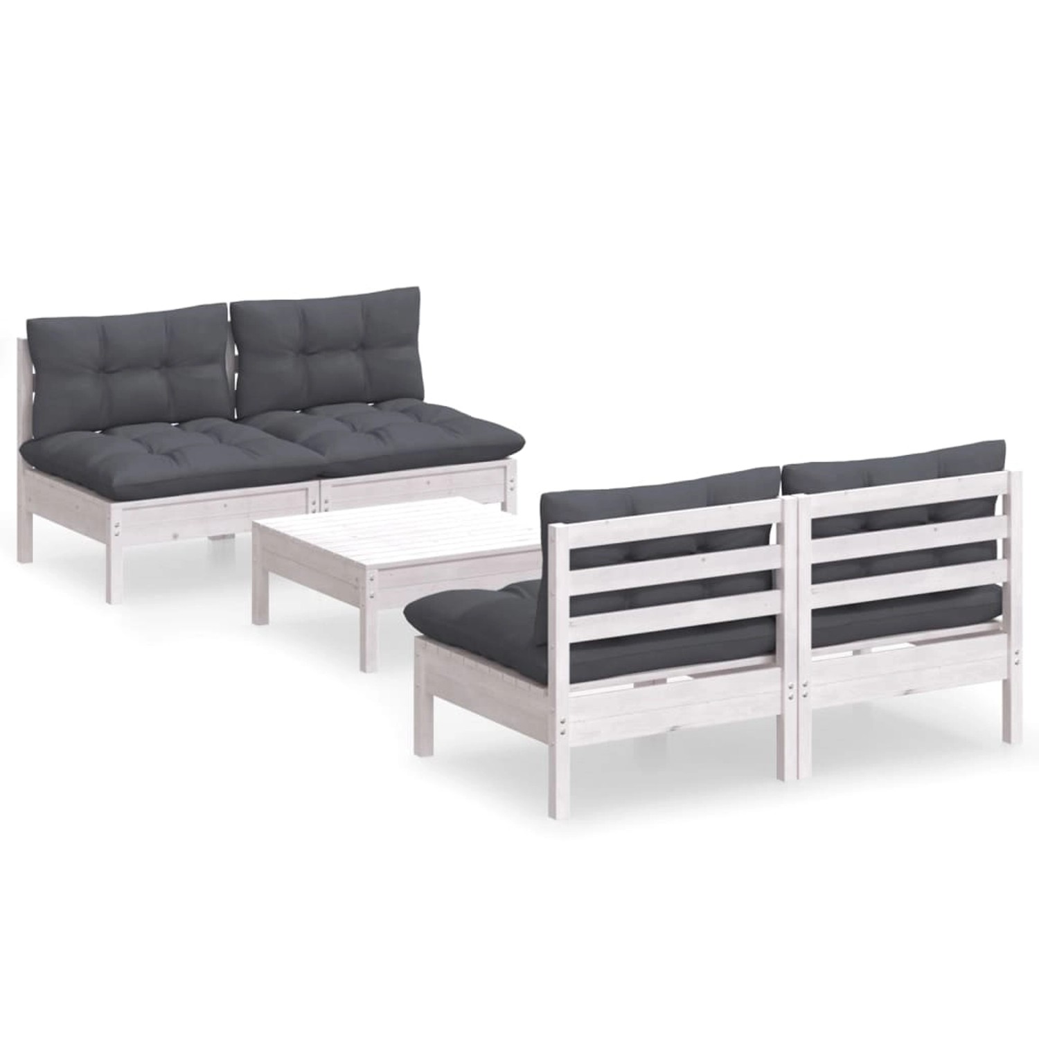 vidaXL 5-tlg Garten-Lounge-Set mit Anthrazit Kissen Kiefernholz Modell 1 günstig online kaufen