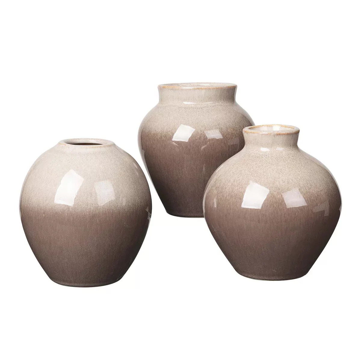 Broste Copenhagen Vasen Ingrid Vase Set 3tlg. Keramik Simple Taupe / Brown günstig online kaufen