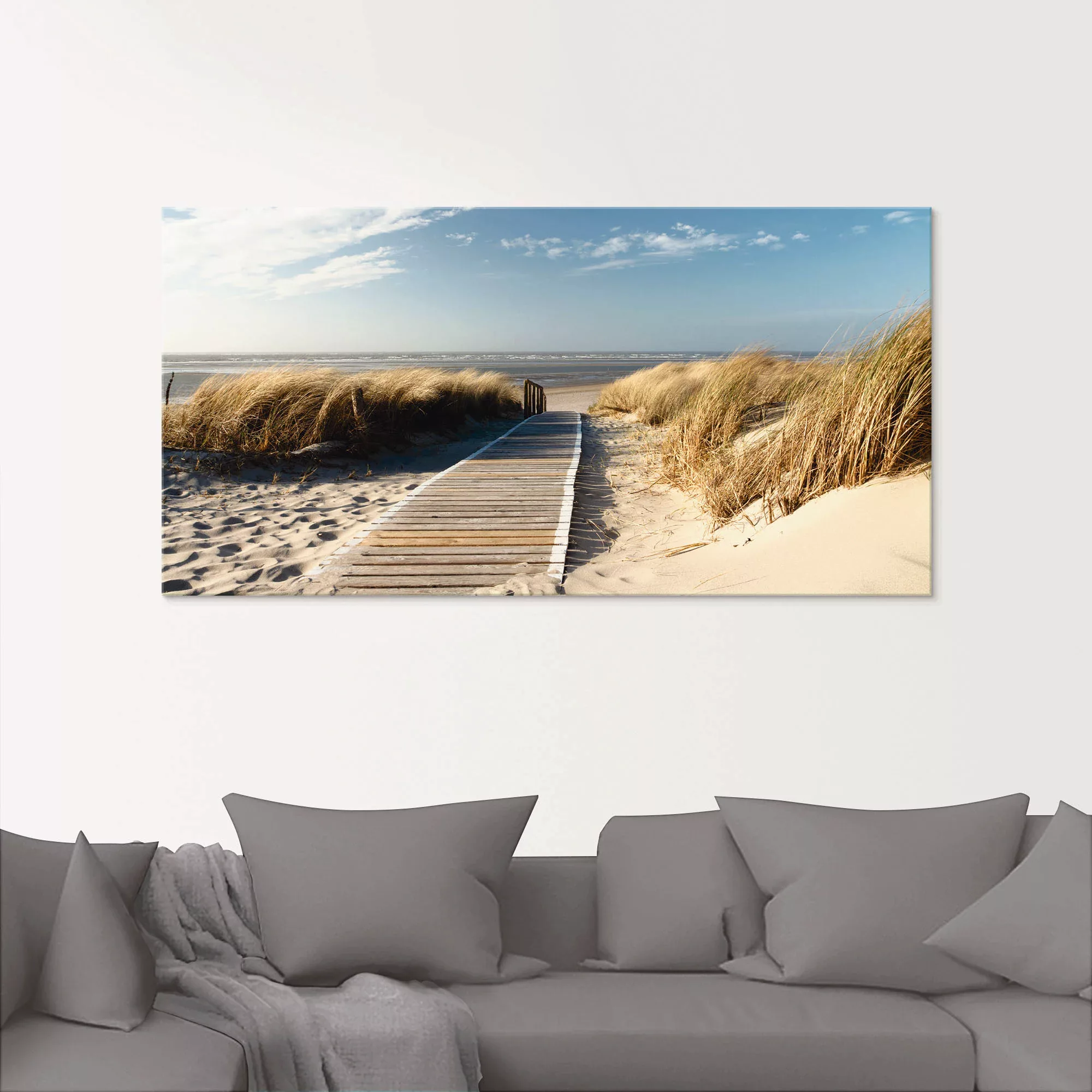 Artland Glasbild "Nordseestrand auf Langeoog - Steg", Strand, (1 St.) günstig online kaufen