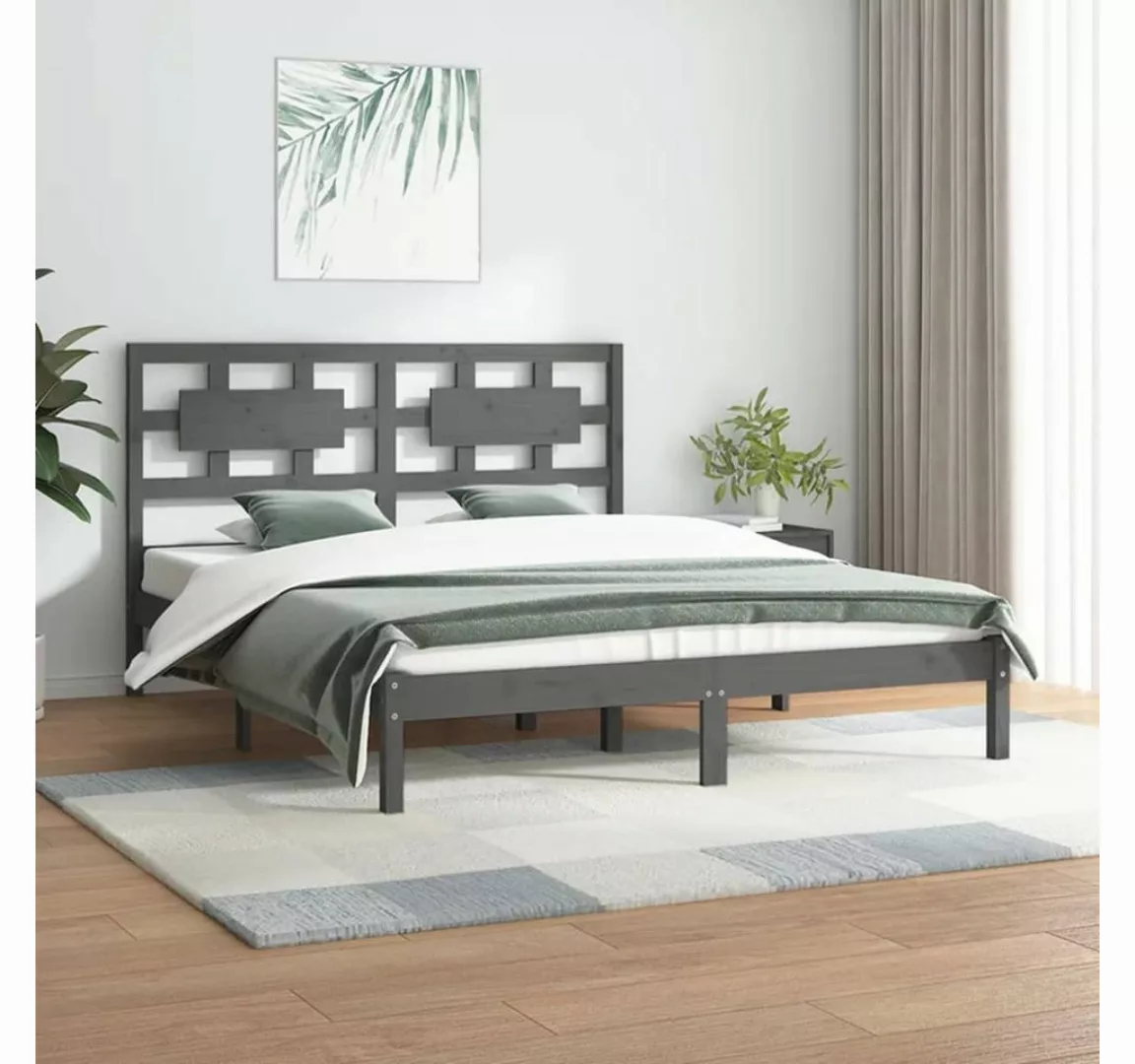 furnicato Bett Massivholzbett Grau Kiefer 120x200 cm günstig online kaufen