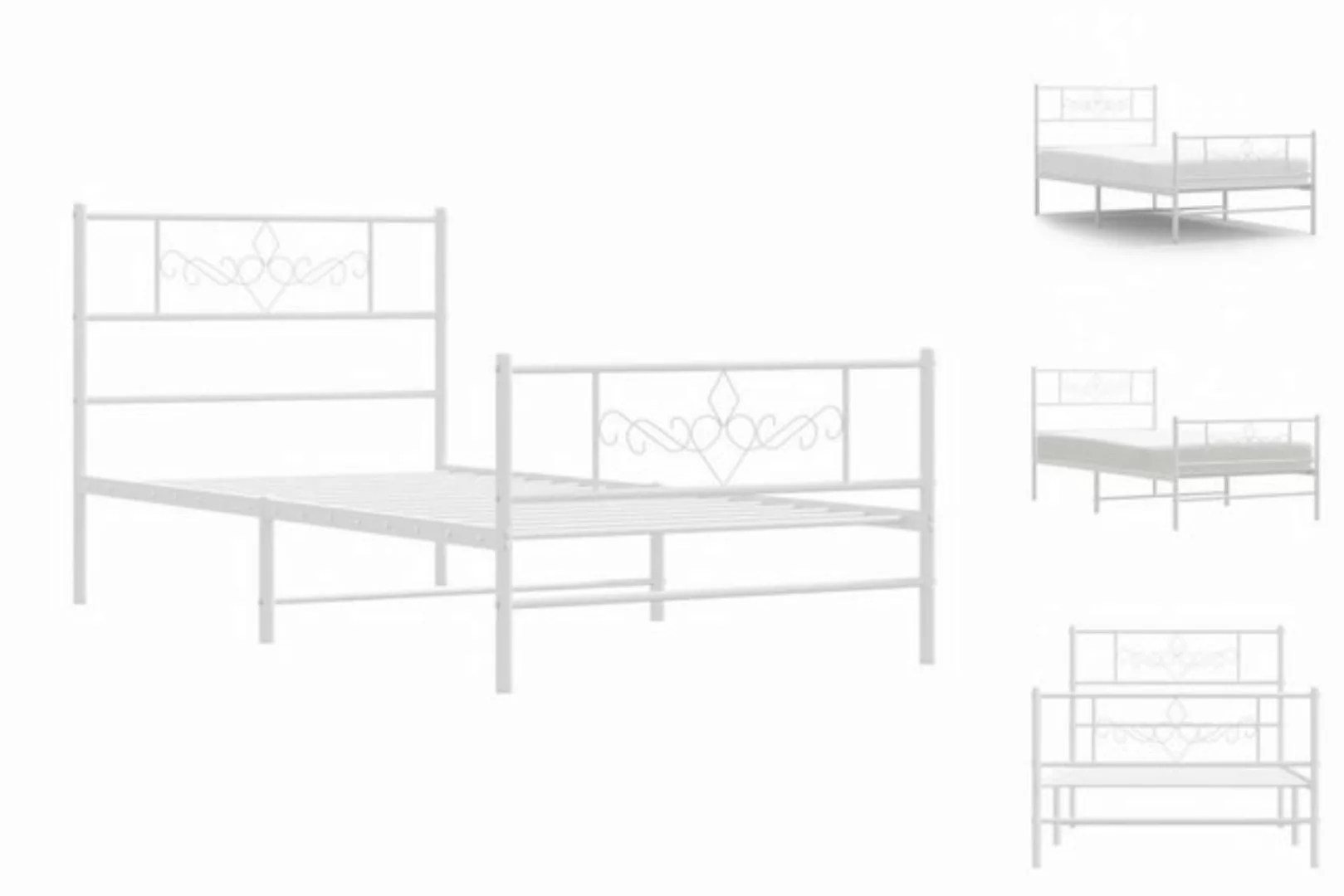 vidaXL Bettgestell Bettrahmen mit Kopf- und Fußteil Metall Weiß 80x200 cm B günstig online kaufen