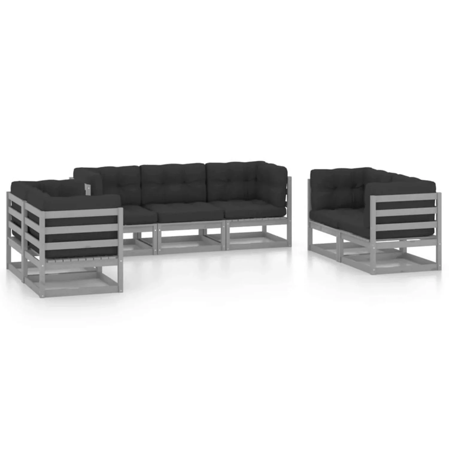 7-tlg. Garten-lounge-set Mit Kissen Kiefer Massivholz günstig online kaufen