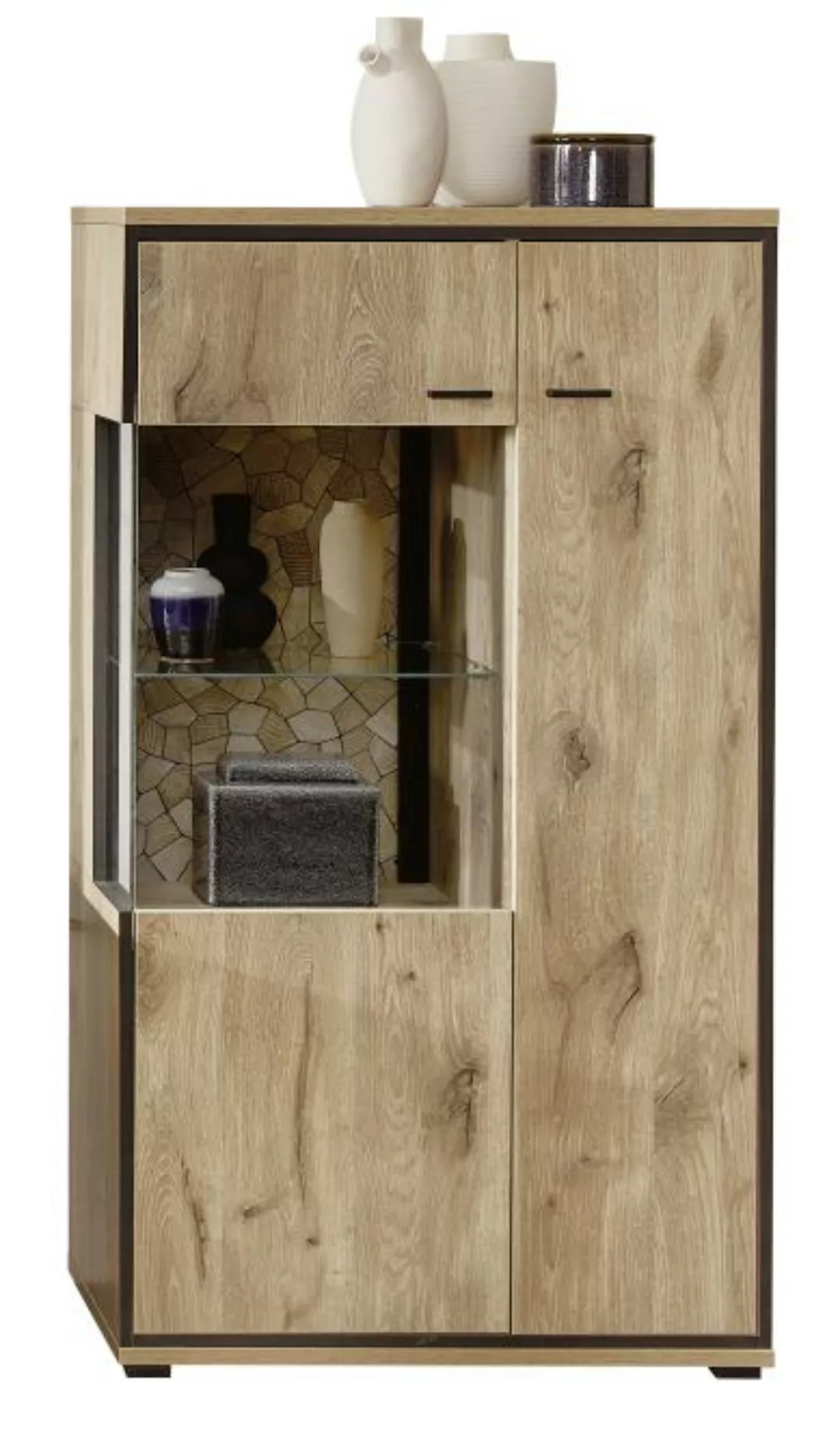 Vitrine rechts 2-trg 80cm RUBEN von Wohn-Concept Viking Oak Nature günstig online kaufen