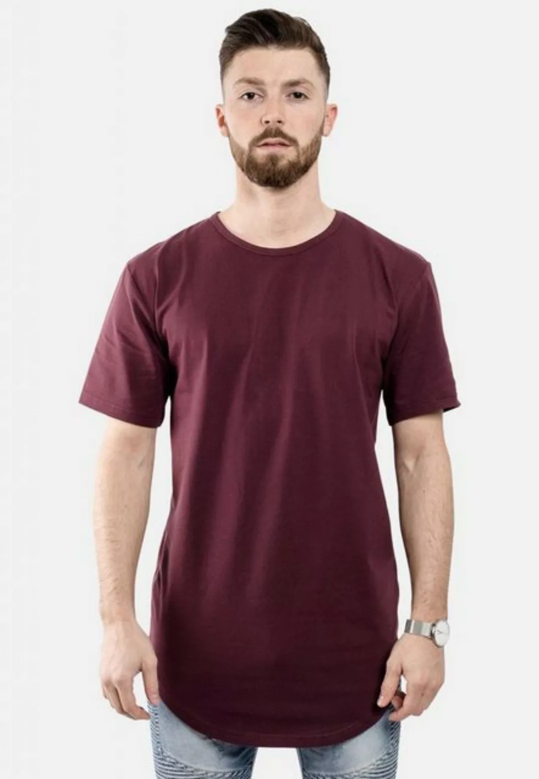 Blackskies T-Shirt Side Zip Longshirt T-Shirt Burgundy Small günstig online kaufen