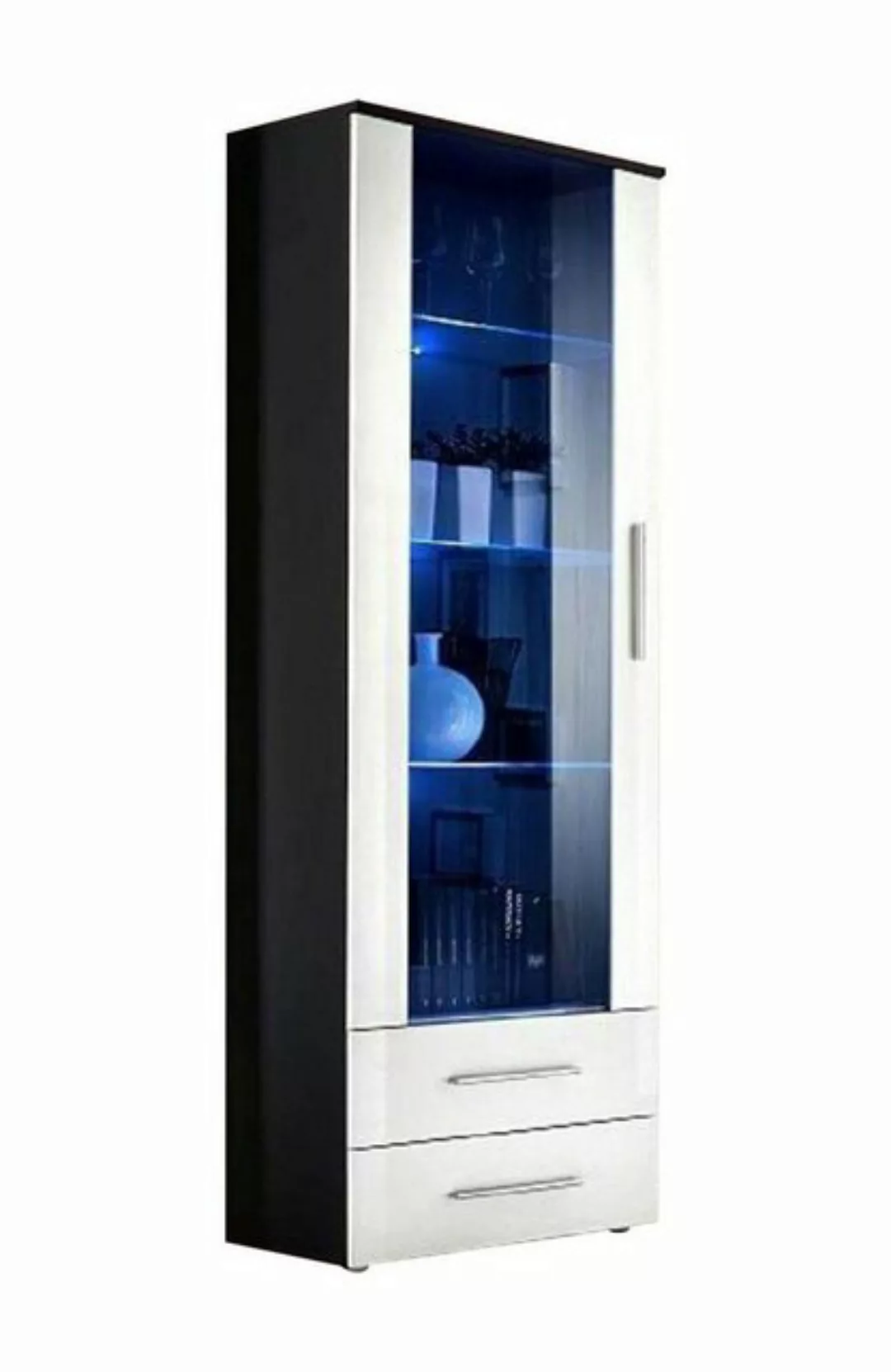 JVmoebel Vitrine Designer Schwarz Vitrine Regal Holz Schrank Wohnzimmer Ein günstig online kaufen