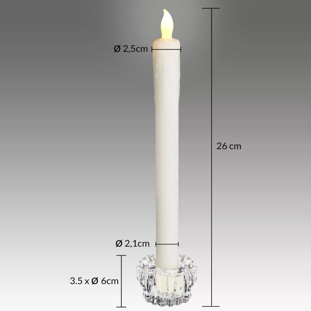 LED Stabkerzen 4er-Set Ø2,1cm inkl. Kerzenhalter günstig online kaufen