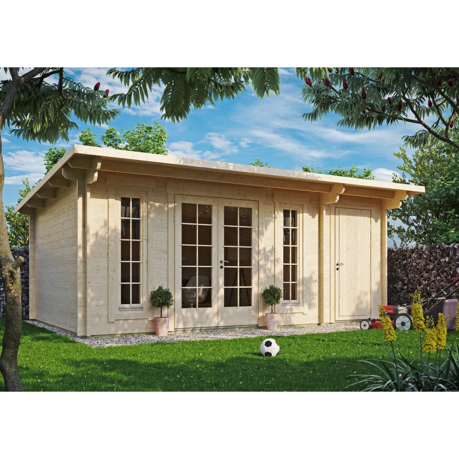 Fjordholz Gartenhaus Modell Jacob 44 C mit Abstellraum Grau Imprägniert günstig online kaufen
