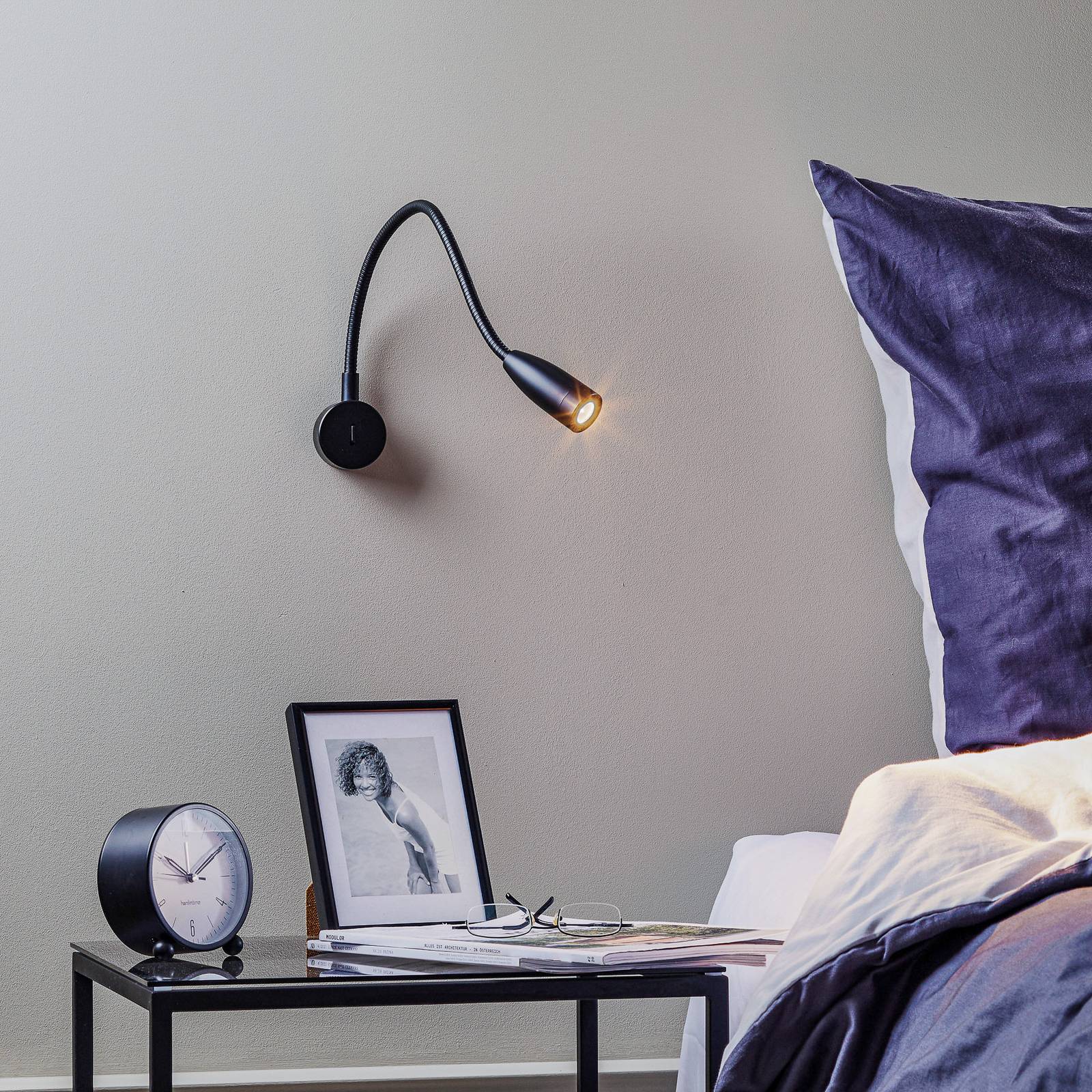 LEDS-C4 Bed LED-Wandleuchte rund, schwarz günstig online kaufen