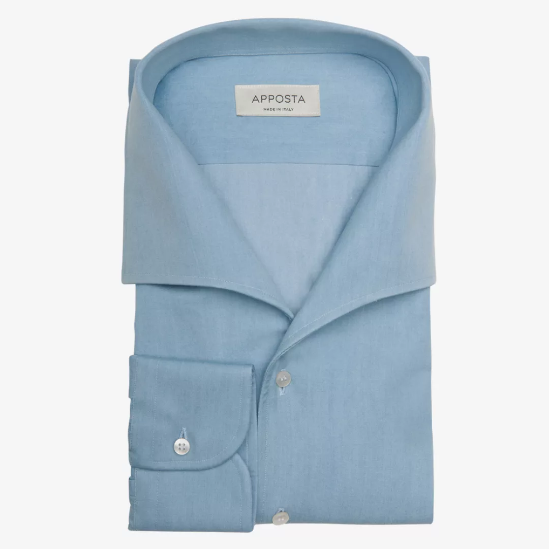Hemd  einfarbig  hellblau 100% reine baumwolle denim doppelt gezwirnt, krag günstig online kaufen