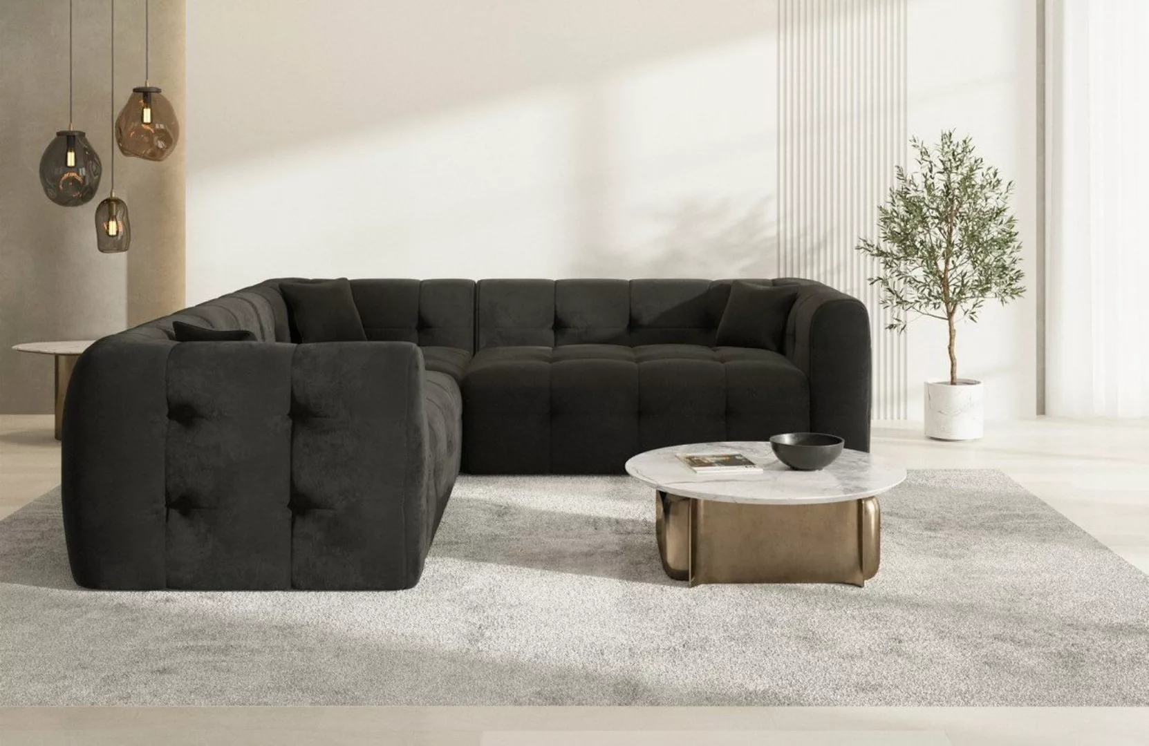 Sofa Dreams Ecksofa Sofa Polsterstoff Eckcouch Samt Lounge Couch Sevilla L günstig online kaufen