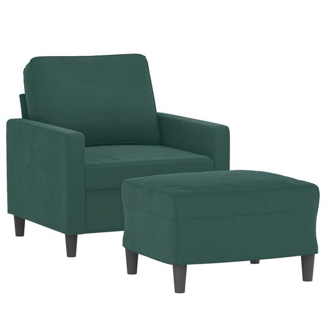 vidaXL Sofa Sessel mit Hocker Dunkelgrün 60 cm Samt günstig online kaufen