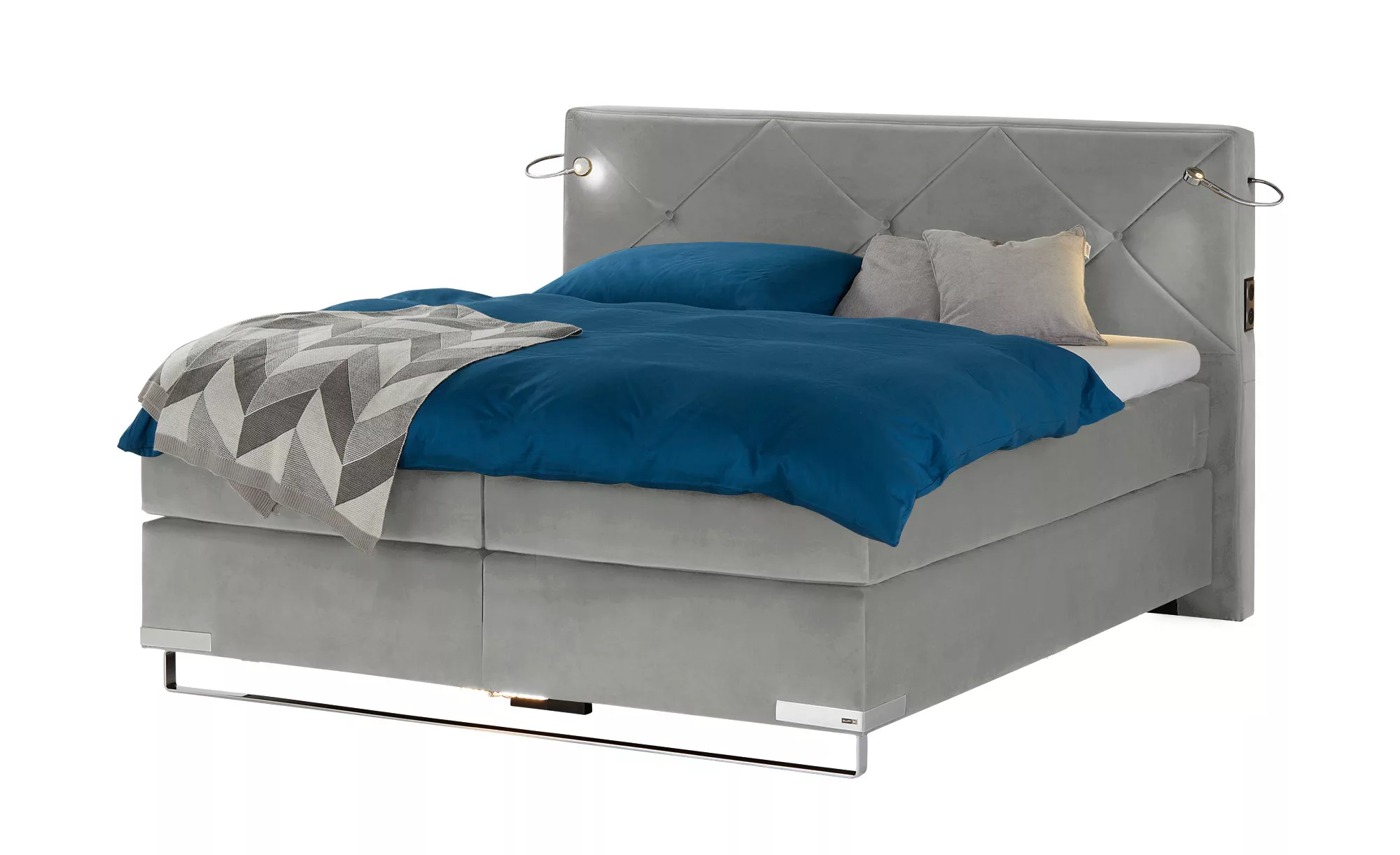 Gallery M Boxspringbett Premiumversion Dubai - grau - 217 cm - 124 cm - Bet günstig online kaufen