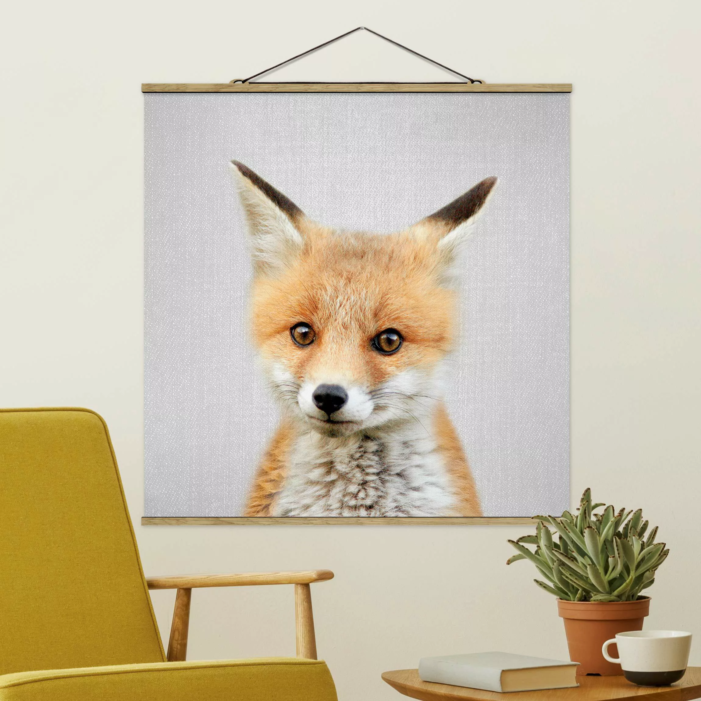 Stoffbild mit Posterleisten Baby Fuchs Fritz günstig online kaufen