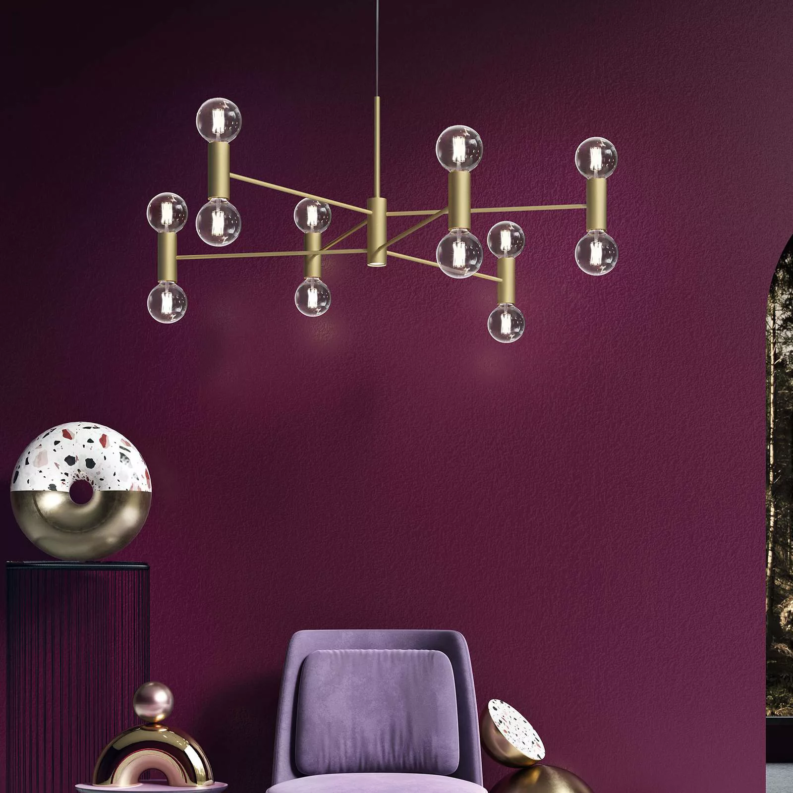 Modo Luce Chandelier Hängelampe 13fl 107cm gold günstig online kaufen