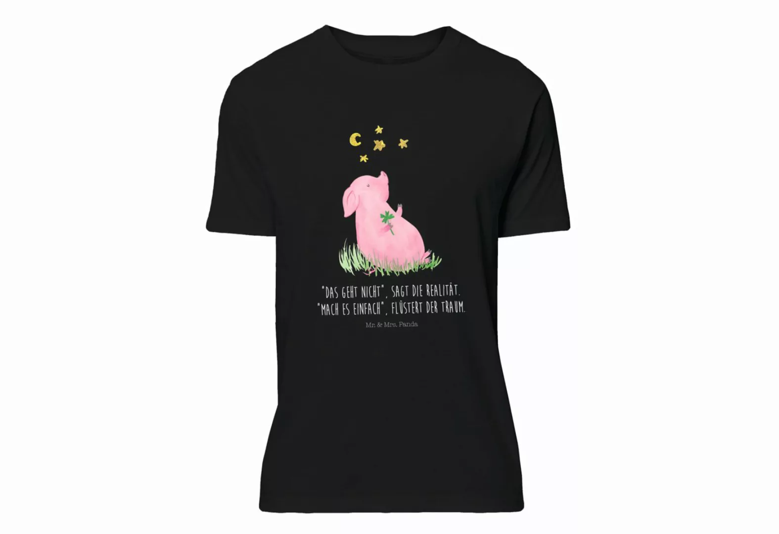 Mr. & Mrs. Panda T-Shirt Glücksschwein - Schwarz - Geschenk, Damen, Tshirt, günstig online kaufen