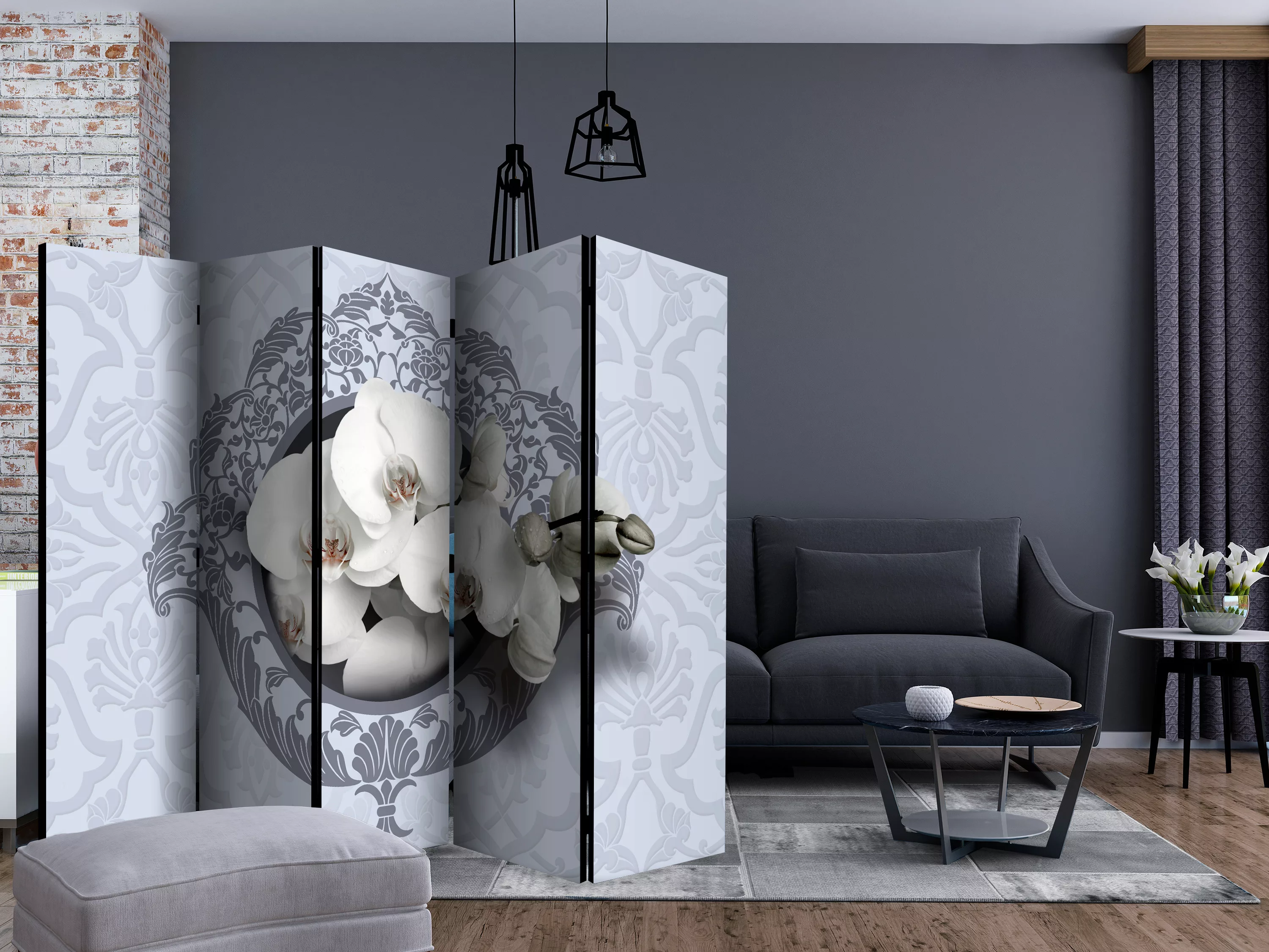 5-teiliges Paravent - Orchids: Royal Pattern Ii [room Dividers] günstig online kaufen