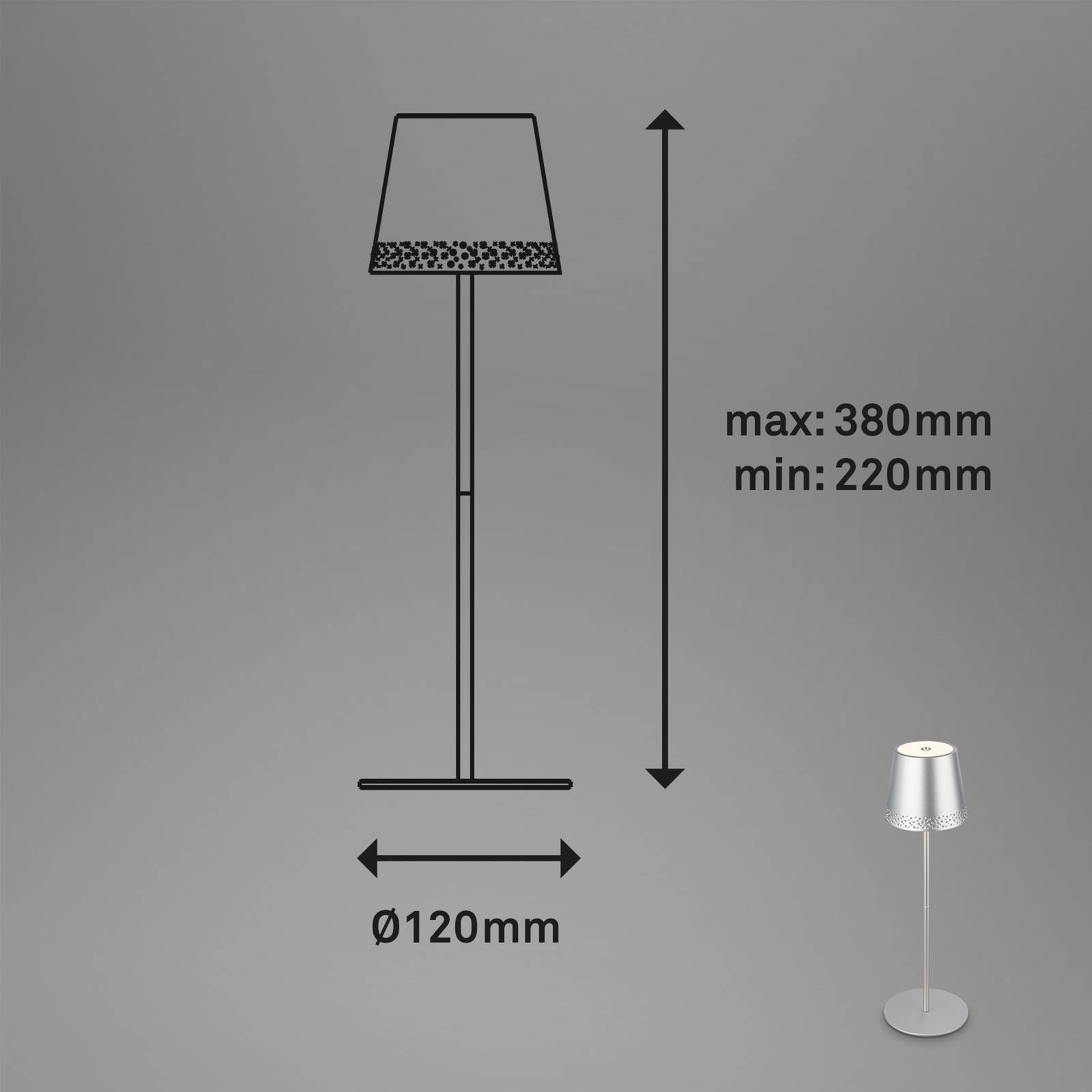 LED-Tischleuchte Kiki mit Akku 3.000K, chrom matt günstig online kaufen